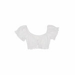 Jacquard Puff Sleeve Crop Top