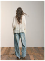 Brown & Off-white Drawstring Knit Cardigan