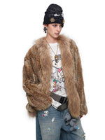 Vintage Rabbit Fur Collar Coat