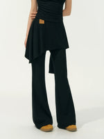 One Shoulder Irregular Slanted Pleat T-shirt & Pants Set