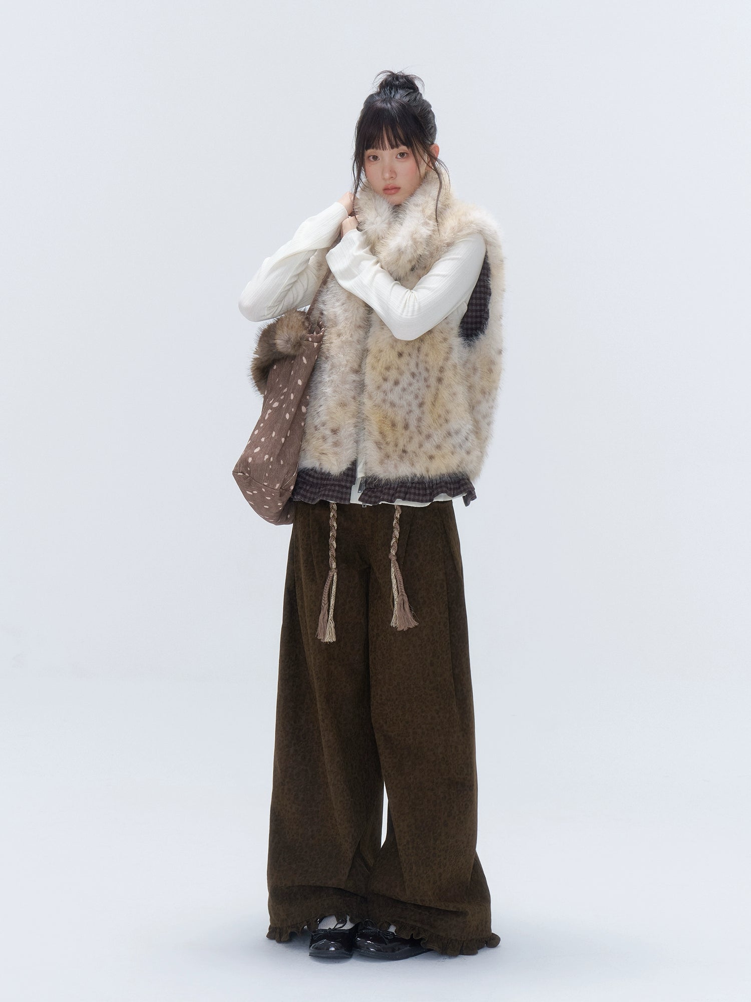 Reversible Leopard Trim Faux Fur Vest