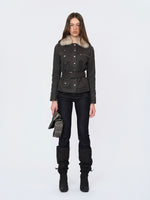 Waxed Faux-Leather Fur Jacket