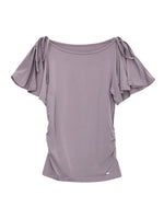 Purple Bow Tie Puff Sleeve Top