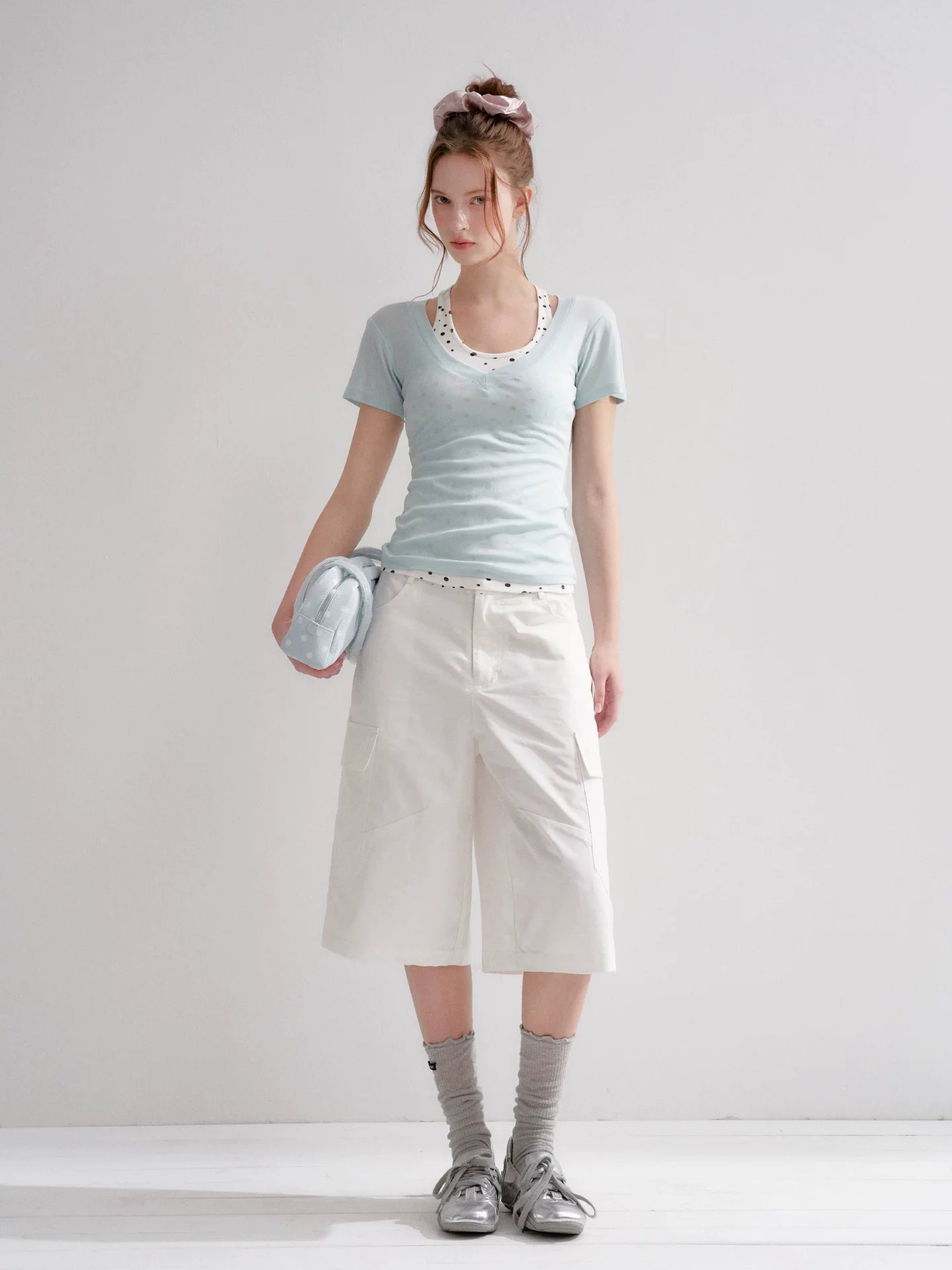 White Polka-Dot Cargo Culottes