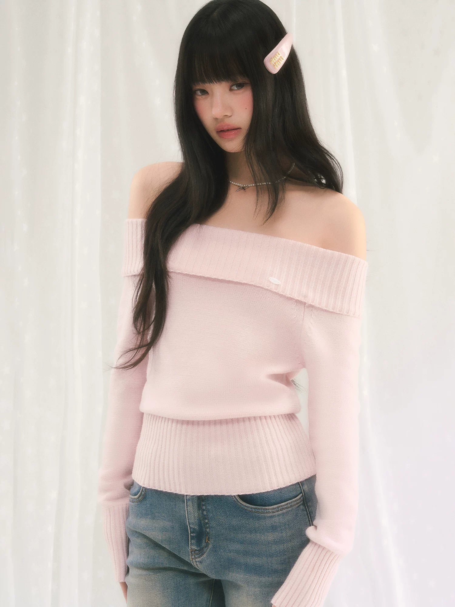Off Shoulder Knit Sweater