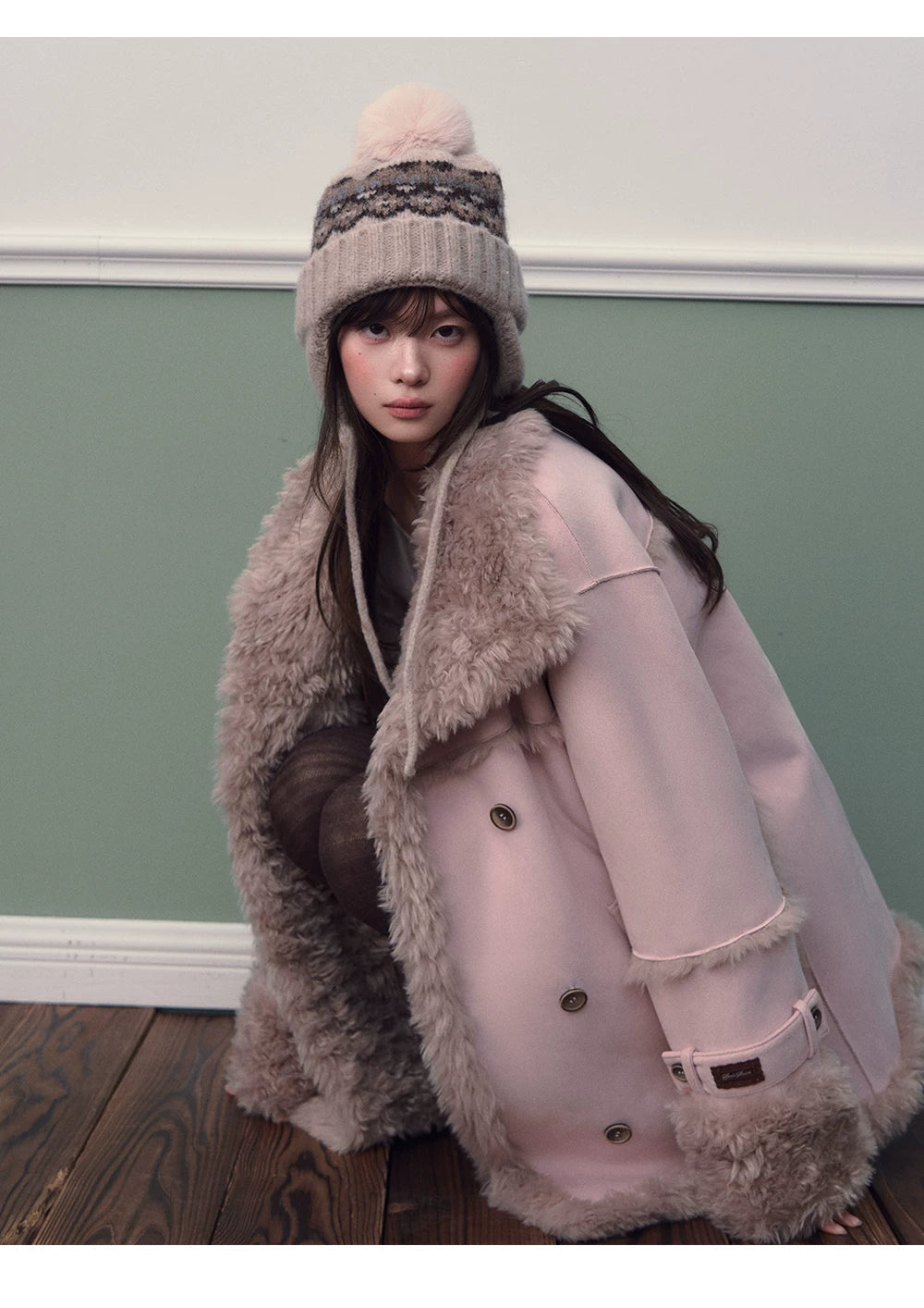 Vintage Suede Faux Fur Coat