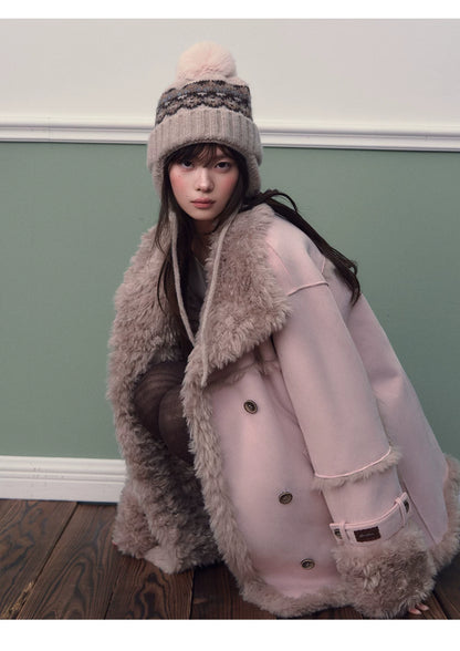 Vintage Suede Faux Fur Coat