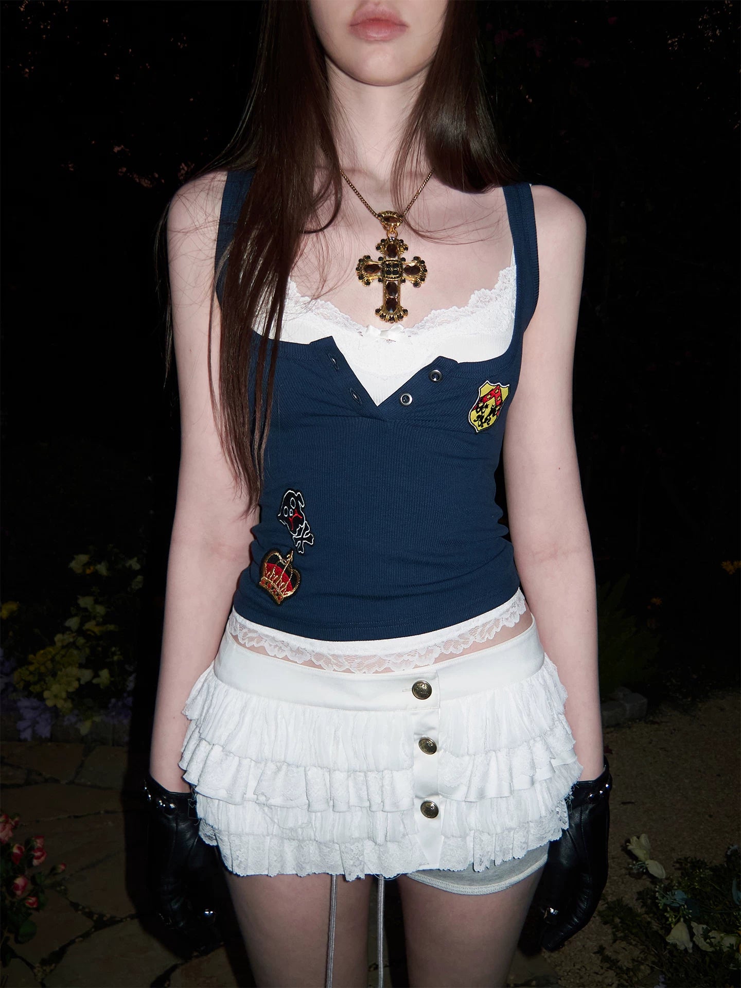 Lace Patchwork Knit Tank