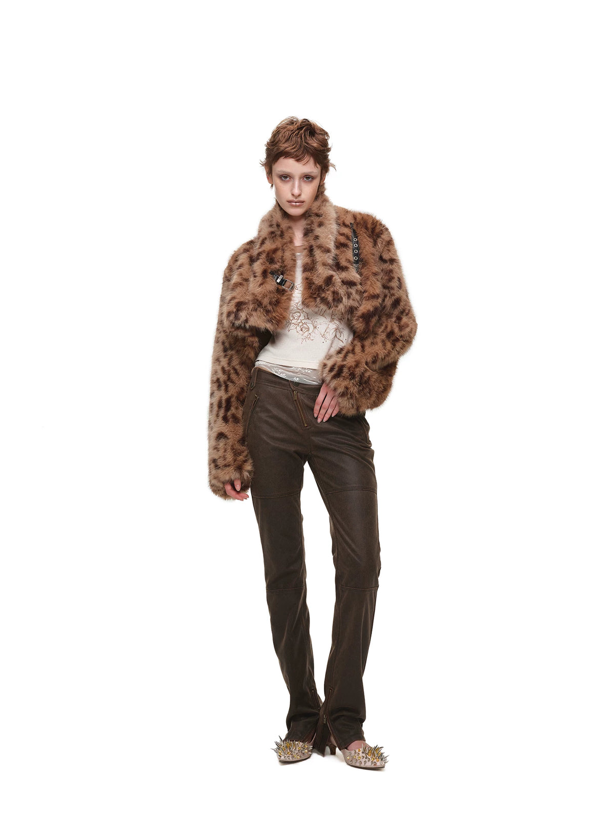 Leopard Faux Fur Crop Coat
