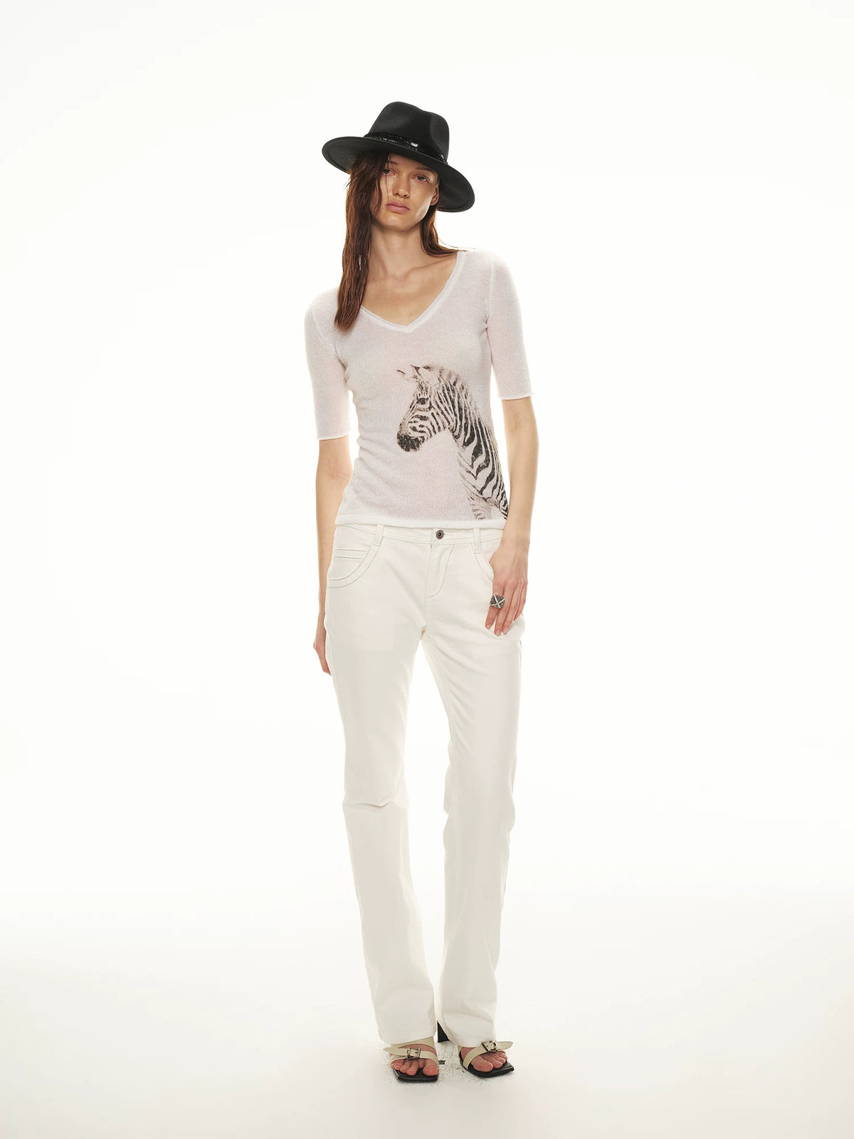 White Silver Stitch Jeans