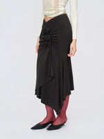 Grey Draped Knit Skirt