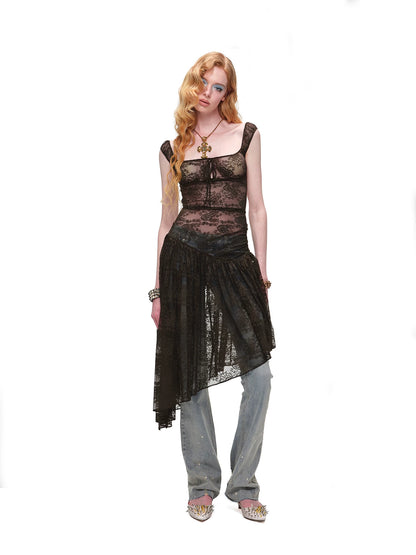 U-Neck Lace Back Dress