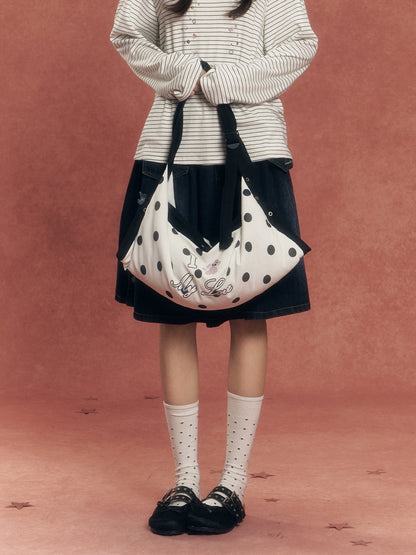 Plaid Polka Dot Rhinestone Pillow Bag