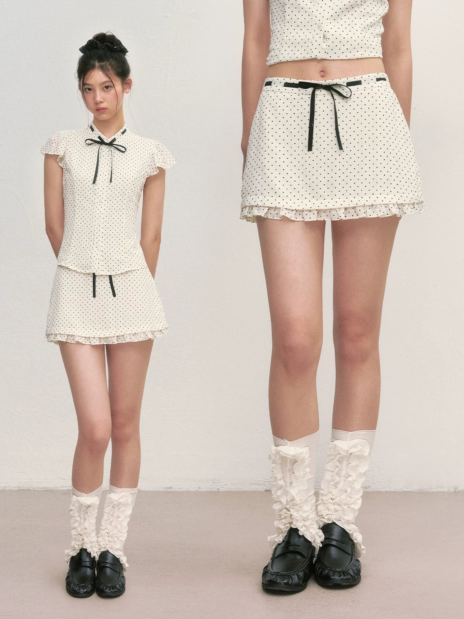 White Polka Dot Mini Skirt