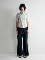 Structured Low Rise Drop-Crotch Flared Jeans
