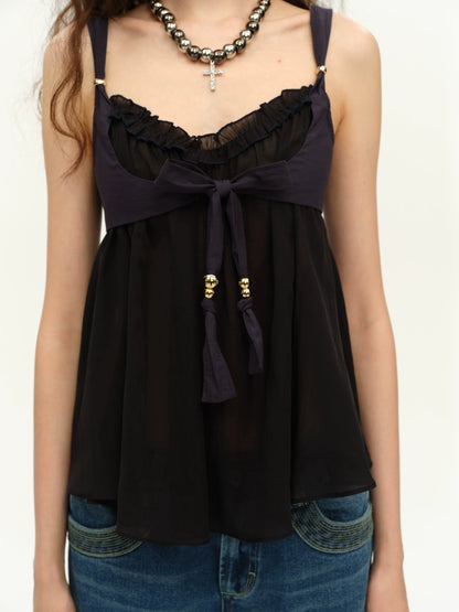 Layered Contrast A-Line Blouse