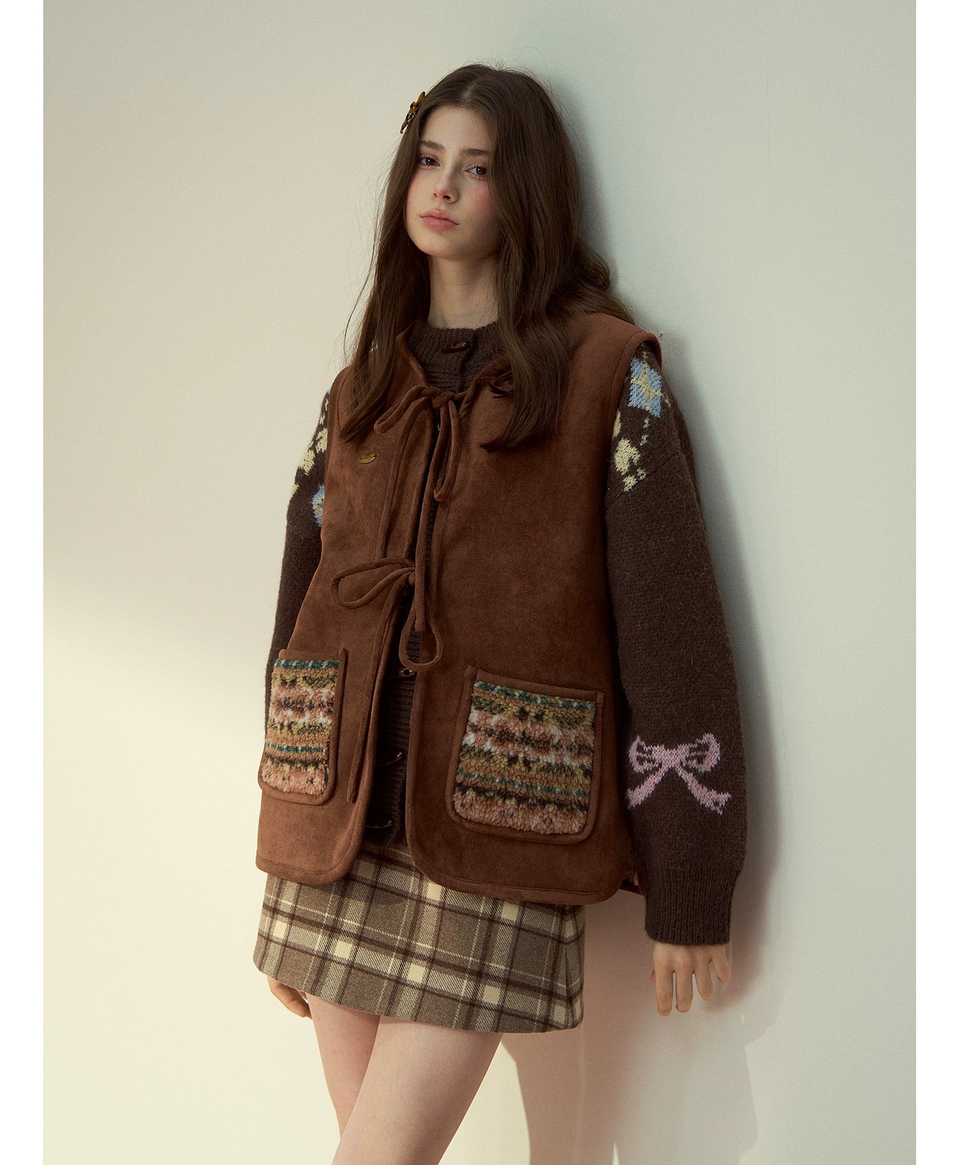 Reversible Fair Isle Faux Fur Vest