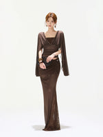 Brown Mist Beaded Top