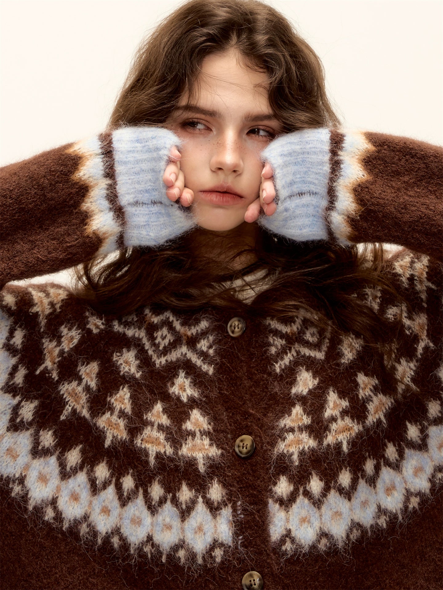 Fair Isle Wool Collar Cardigan