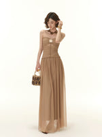 Braided Waist Strapless Maxi Dress