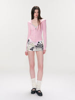 Pink Devil Hooded Knit Top