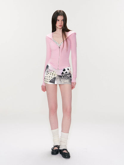 Pink Devil Hooded Knit Top