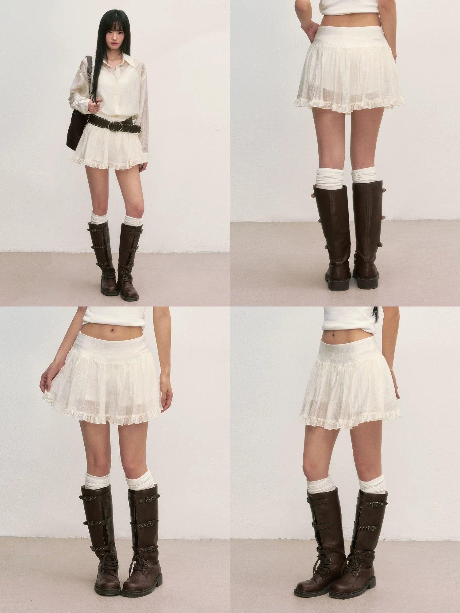 Apricot Ballet Ruffle Mini Skirt