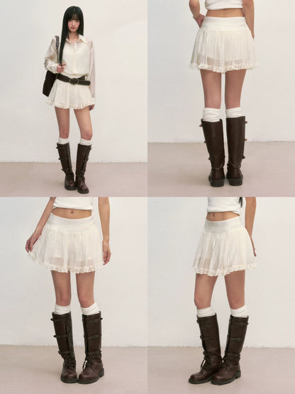 Apricot Ballet Ruffle Mini Skirt