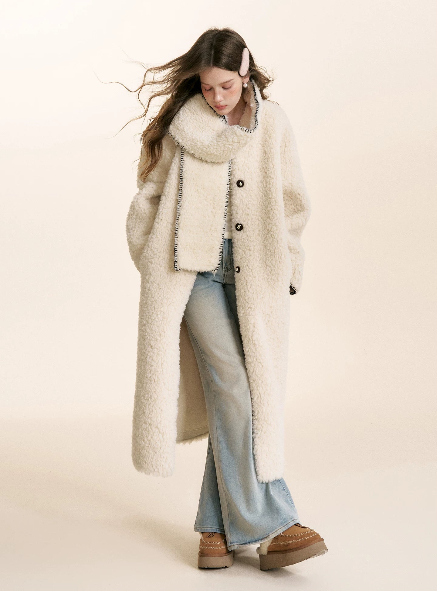 Longline Shearling Coat Set