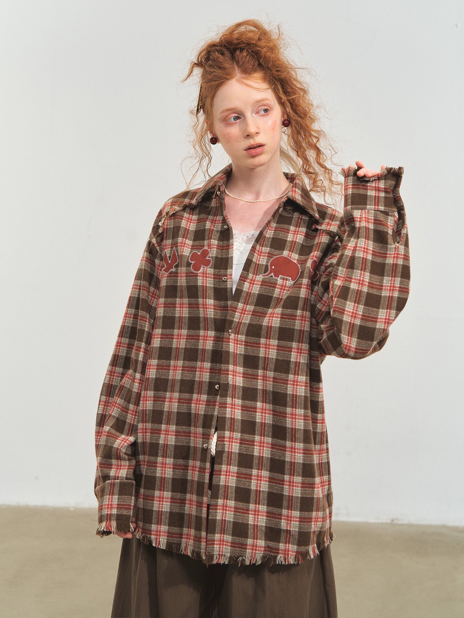 Blue &amp; Red Fringed Plaid Shirt