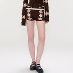Brown Argyle Knit Set