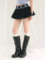 Star Waist Pleated Mini Skirt