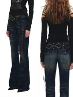 Vintage Rust Dyed Flared Jeans