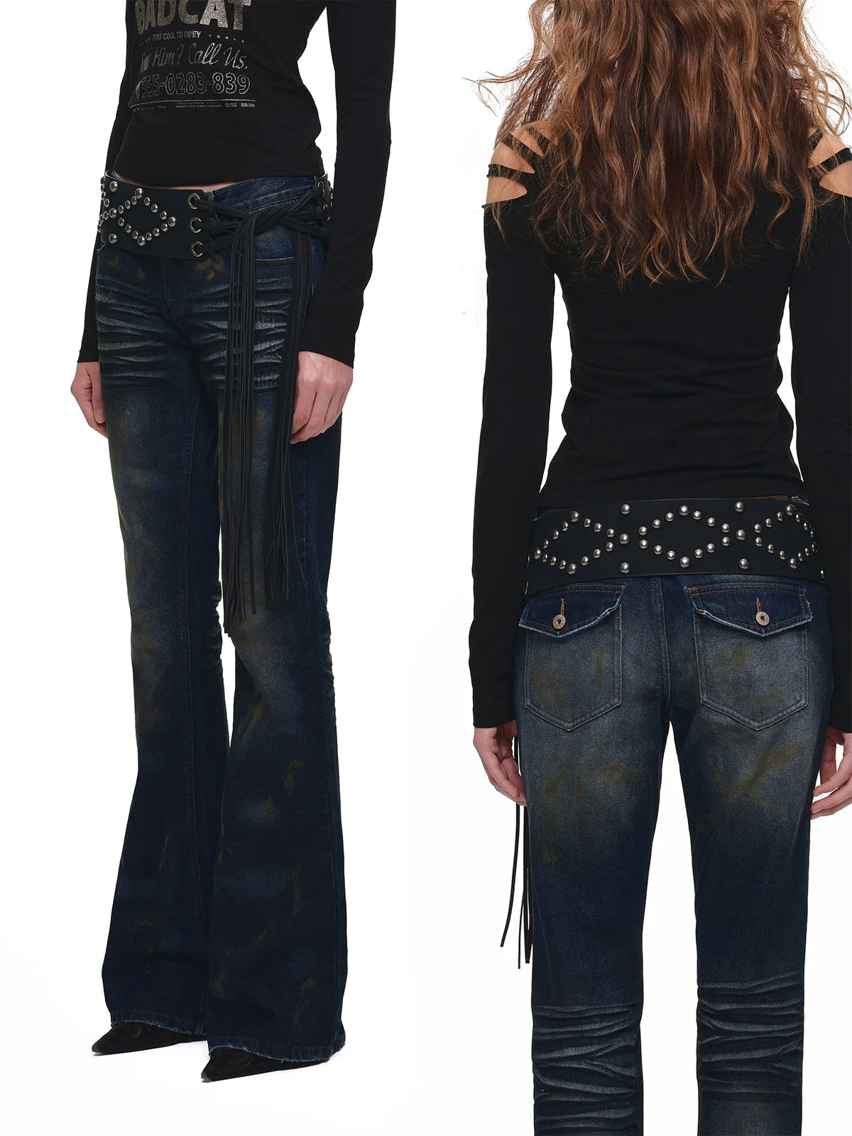 Vintage Rust Dyed Flared Jeans