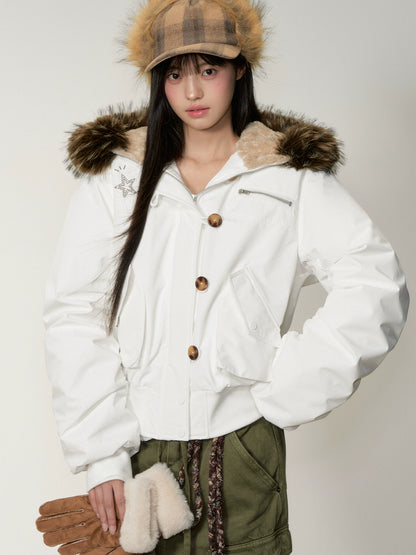 Faux Fur Aviator Down Jacket