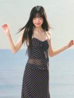 Polka Dot Halter Camisole Top & Skirt Set