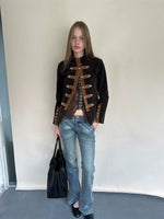 Velvet Colorblock Hardware Jacket