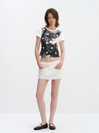 Playful Cat Print Short Sleeve Tee