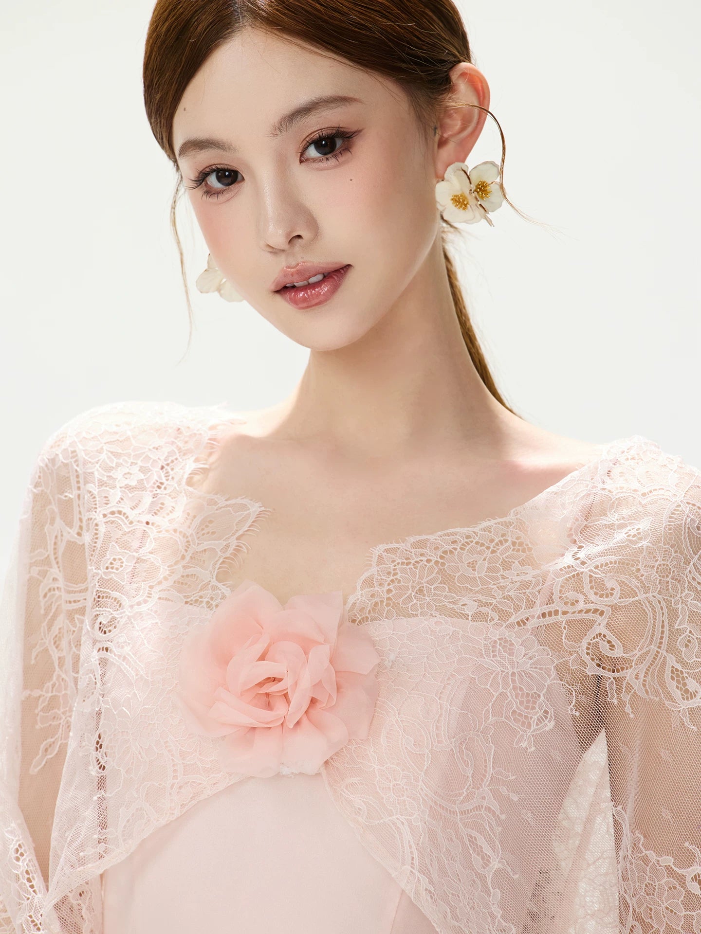 Floral Lace Cape Dress