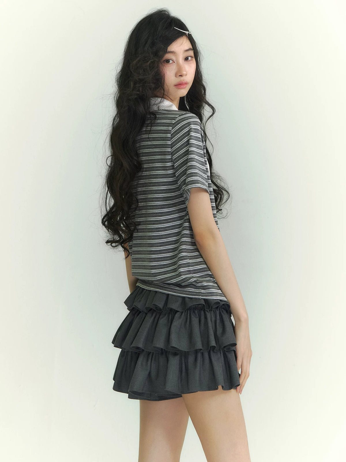 Tie Collar Stripe Tee