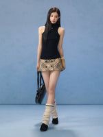 Brown Plaid Mini Skirt