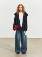 Curved Seam Wide-Leg Jeans