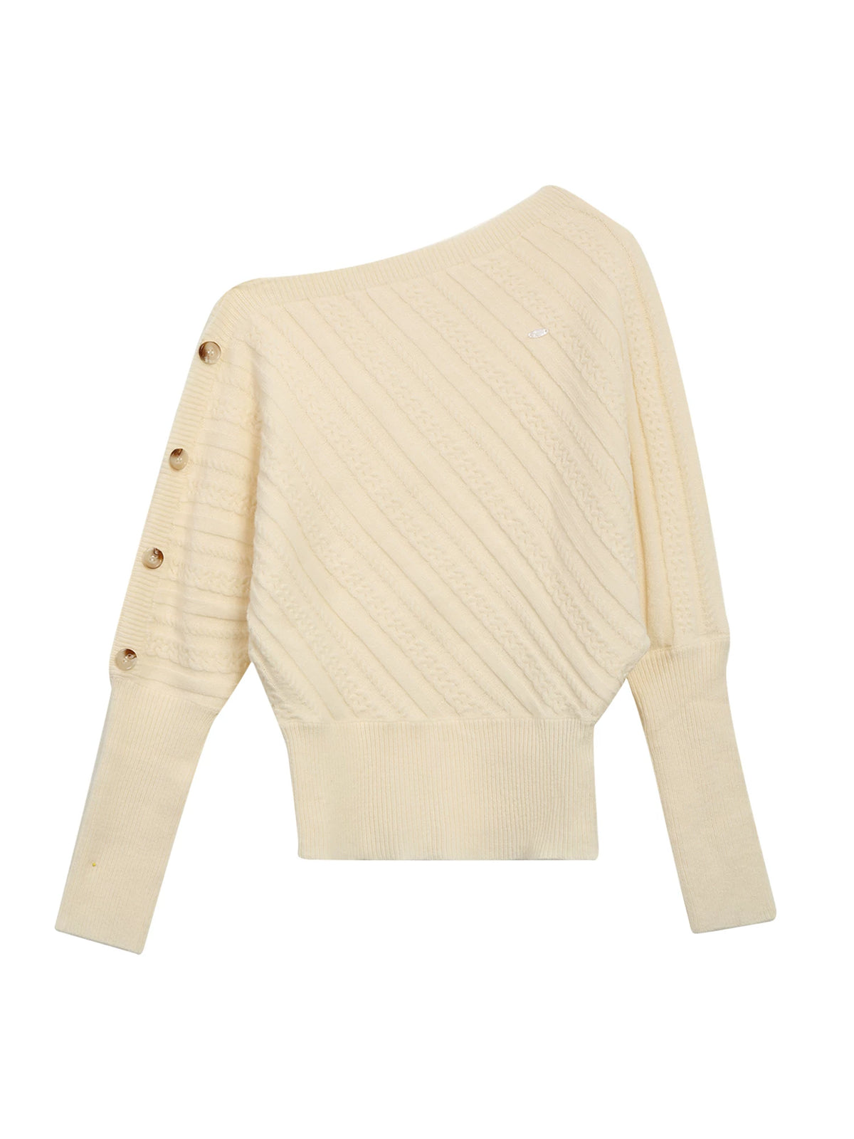Off-Shoulder Cable Knit Sweater