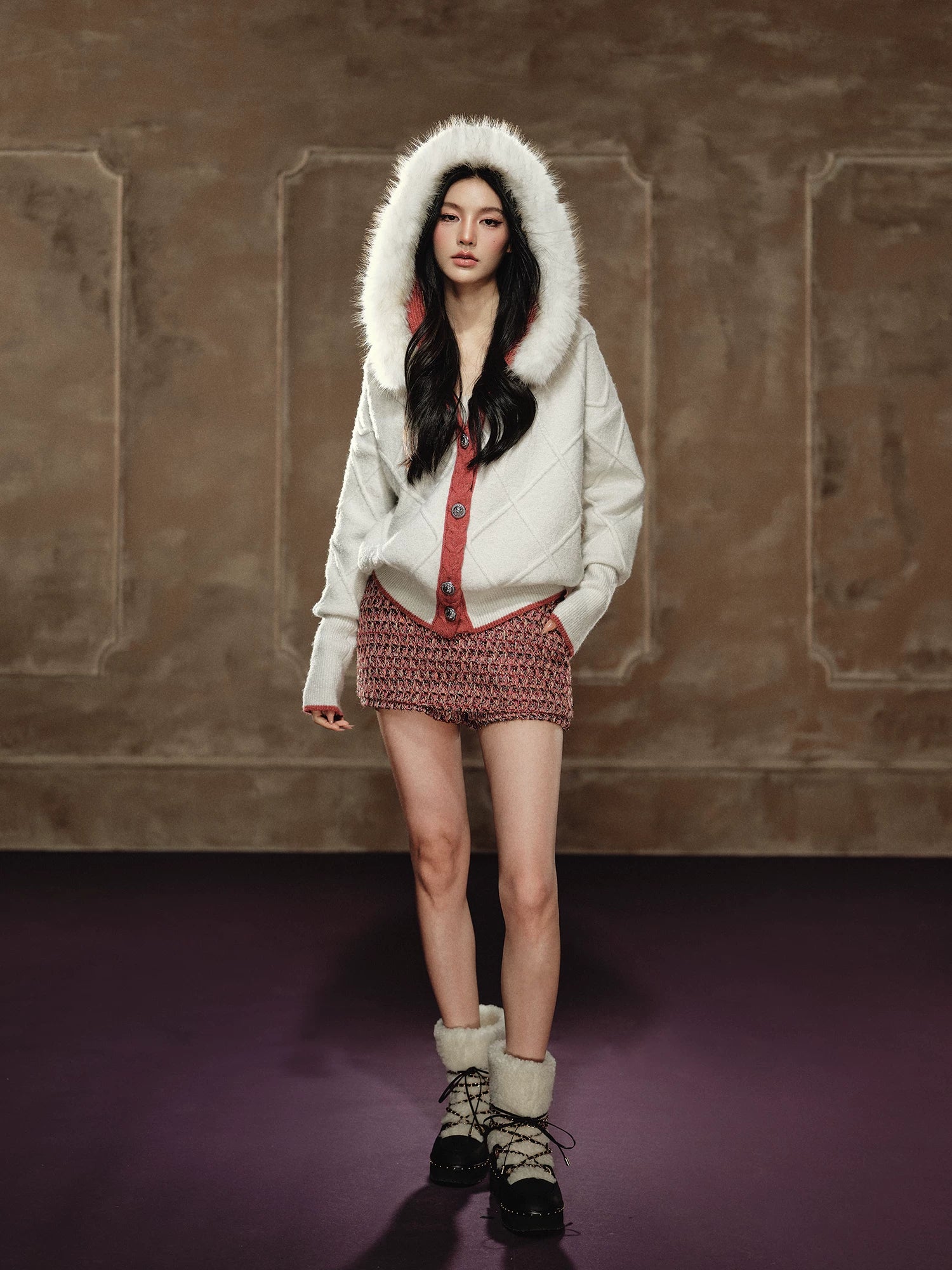 Red Waist-Free A-Line Skort