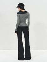 Black Mid-Rise Flare Denim Pants