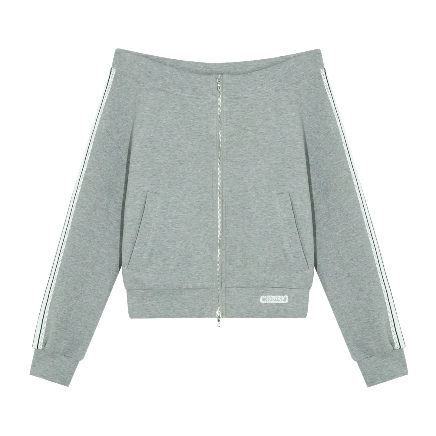 Off-Shoulder Zip-up Sweatshirt &amp; Pants Set