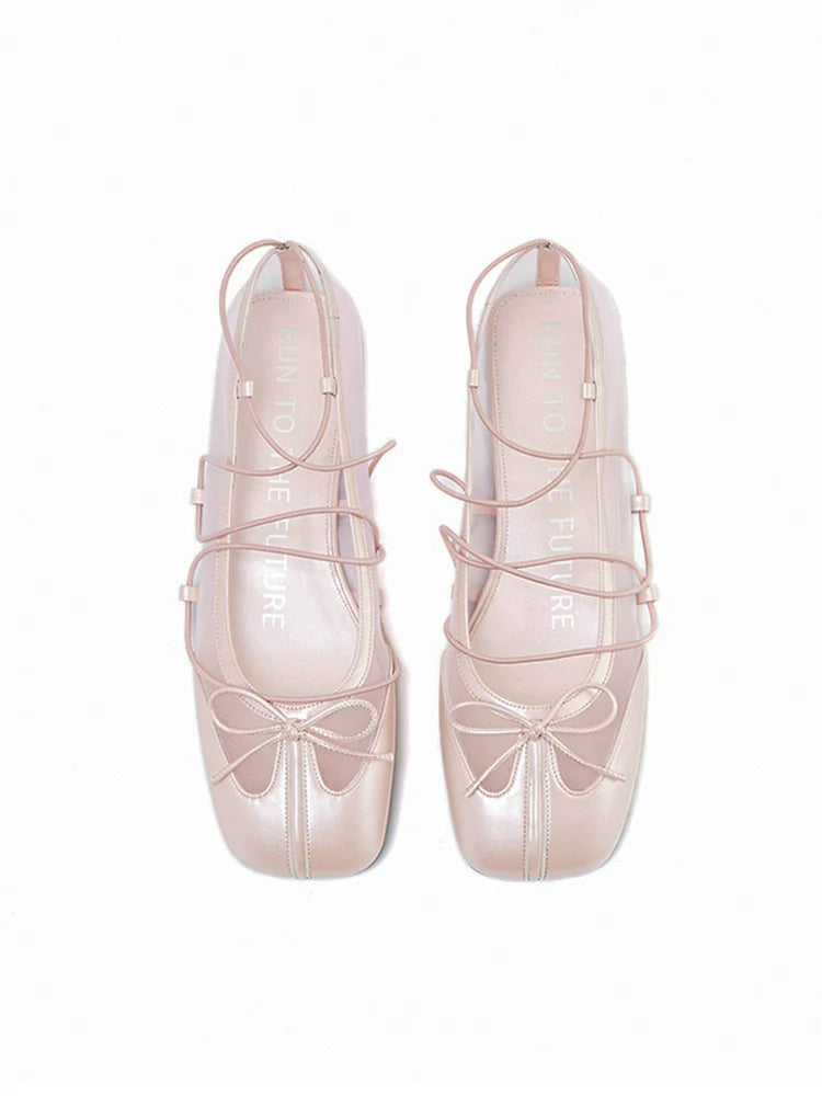 Sheepskin Microfiber Mesh Strap Mary Jane Flats