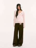 Pink V-Neck Knit Top