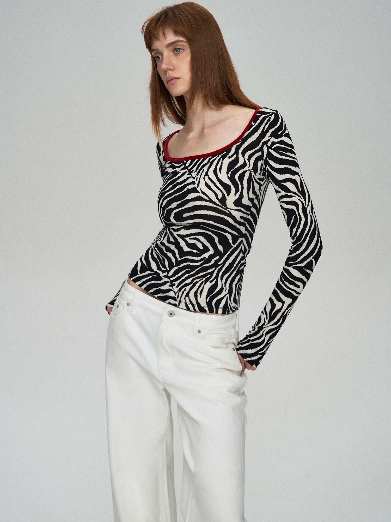 Zebra Deep-Neck Top