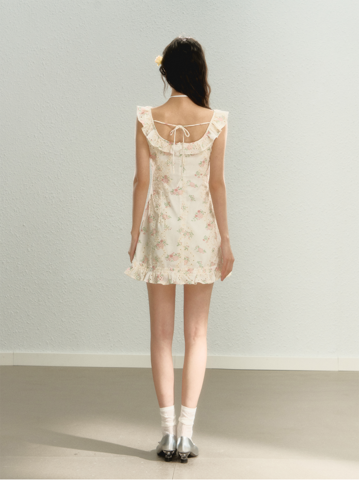 Flutter Sleeve Strap Floral Dress